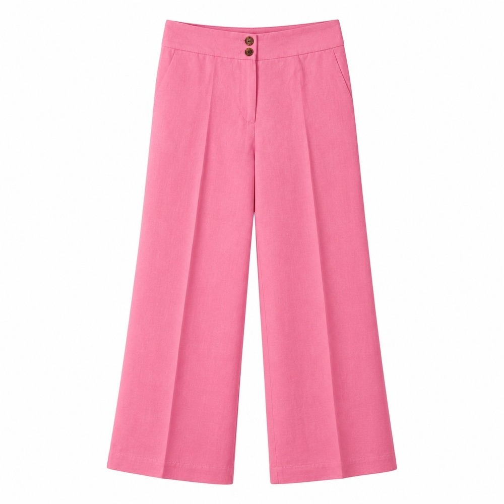 TALBOTS Greenwich Wide-Leg Trouser Pant Sz 2 Barbie Pink Business Casual Summer